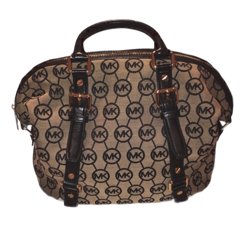 Michael Kors GUC Monogram and canvas leather tote